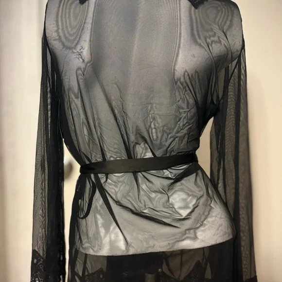 Frederick's of Hollywood Sheer Black Lace Robe Set NWT - Picture 2 of 8